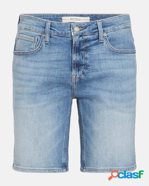 Bermuda jeans lavaggio super stone washed in cotone stretch