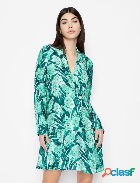 Blazer doppiopetto croppe a fantafia foliage verde acqua in