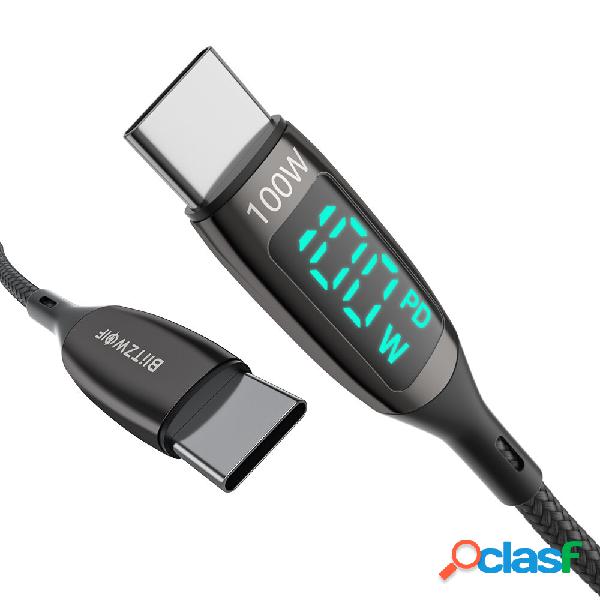 BlitzWolf® BW-TC23 100W 5A LED Display Tipo-C a Tipo-C Cavo