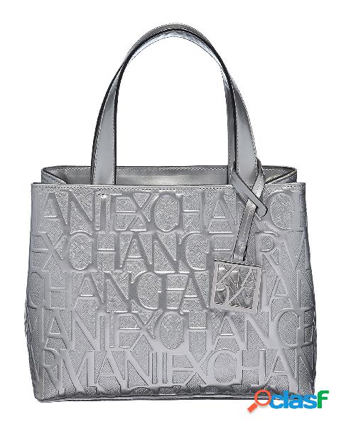 Borsa a mano silver misura mini in similpelle effetto