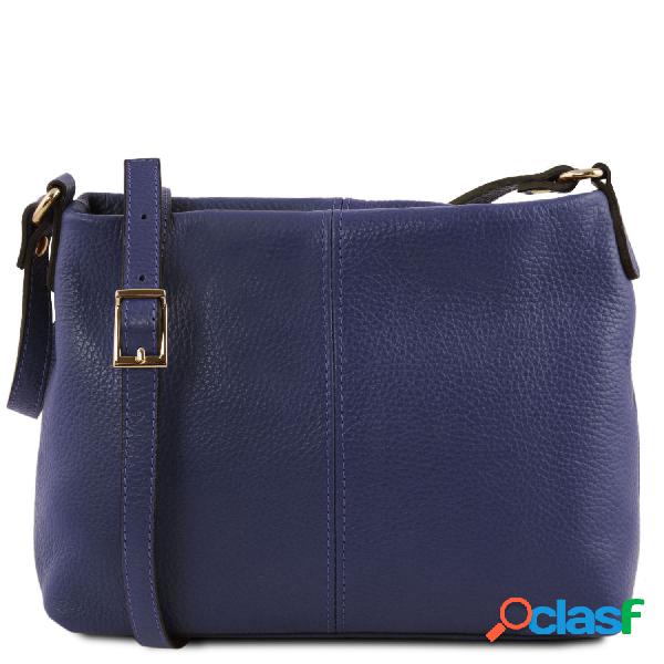 Borsa a tracolla in pelle morbida Blu scuro