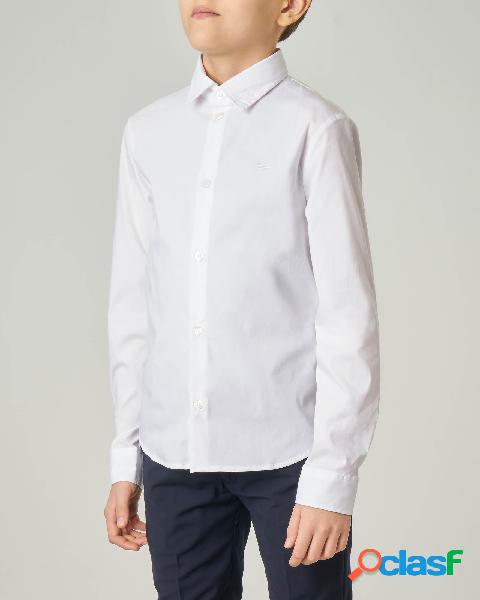 Camicia bianca in popeline di cotone stretch 10-16 anni