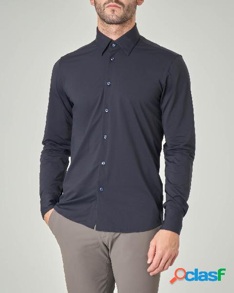 Camicia blu Shirt Oxford in tessuto tecnico stretch