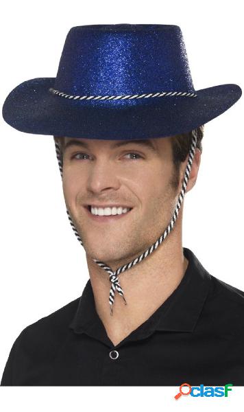 Cappello da cowboy blu glitterato