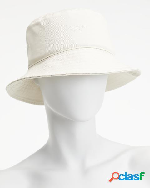 Cappello da pioggia Bucket hat bianco in denim con logo