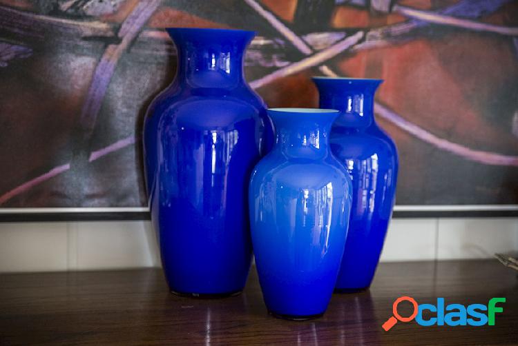 Carlo Moretti Vaso I Cinesi vetro di Murano Laguna blu