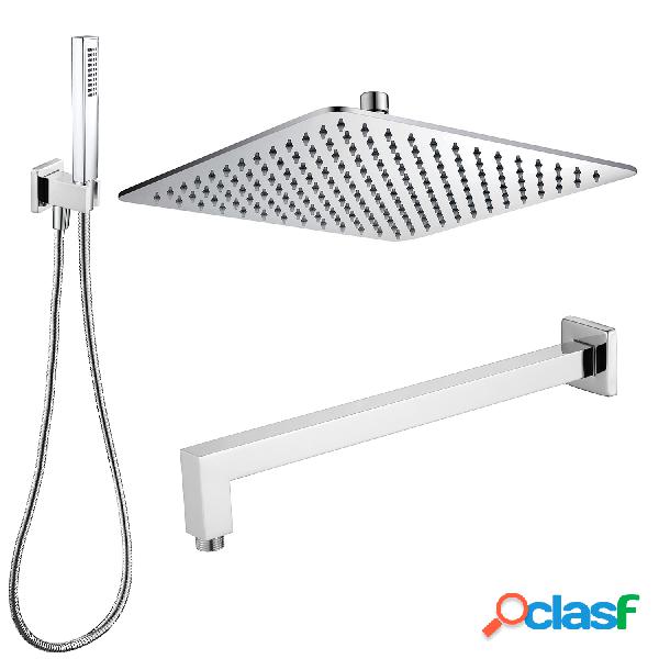Composizione doccia con soffione quadrato in acciaio inox