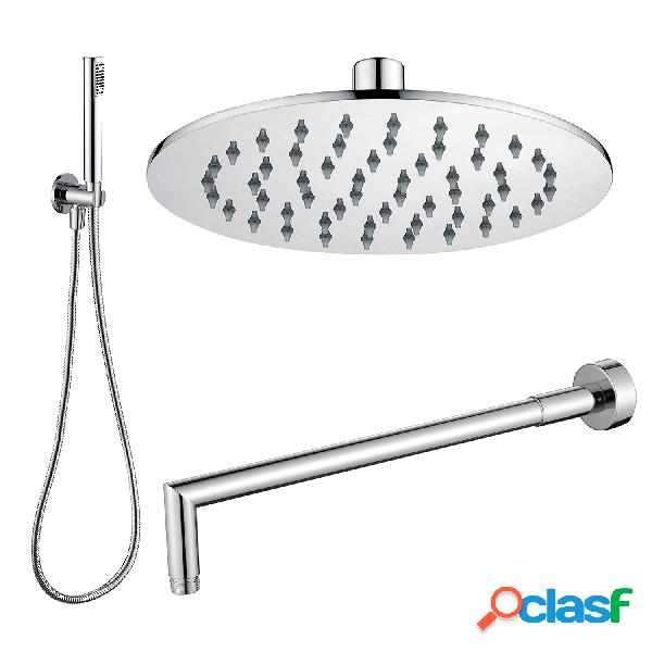 Composizione doccia con soffione tondo in acciaio inox con