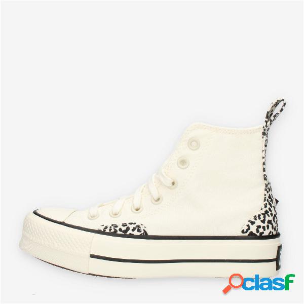 Converse CTAS Lift HI Sneakers alte avorio e leopardate