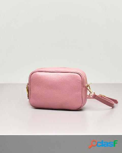 Cross bag in pelle rosa antico effetto martellato