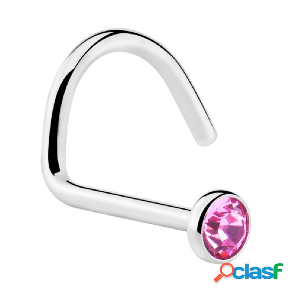 Curved nose stud (titanium, shiny finish) con brillantino