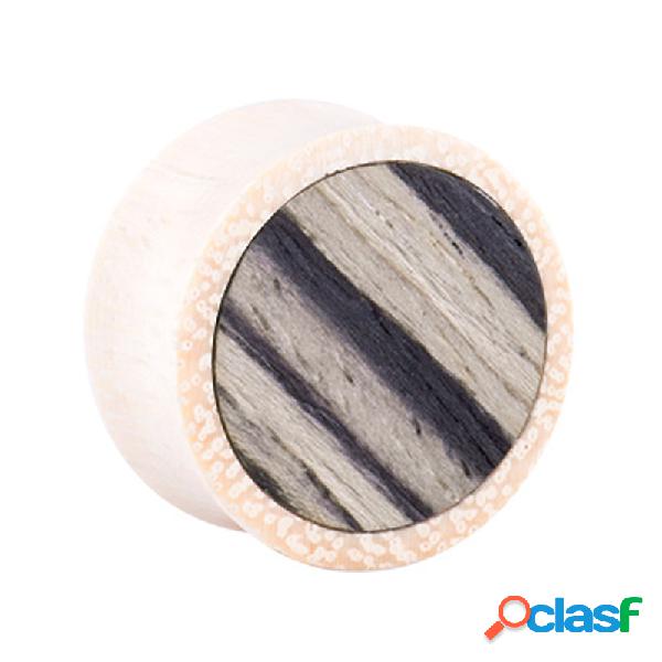 Double Flared Plug (in legno) con stripe design Legno acacia