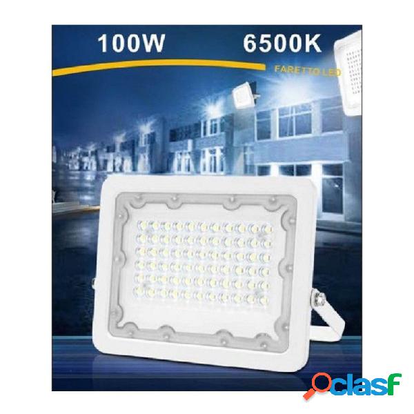 FARO LED 100 WATT ULTRA SLIM BIANCO ESTERNO IP65 LUCE FREDDA