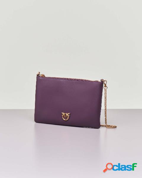 Flat Love bag in pelle liscia color melanzana con tracolla