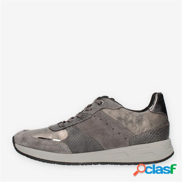 GEOX D Bulmya Sneakers basse da donna scamosciate grigie