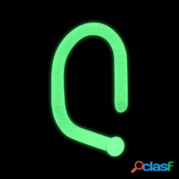 "Glow in the dark" curved nose stud (bioflex, transparent)