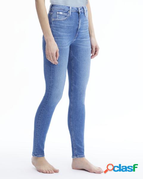 Jeans skinny blu in cotone elasticizzato super stone washed