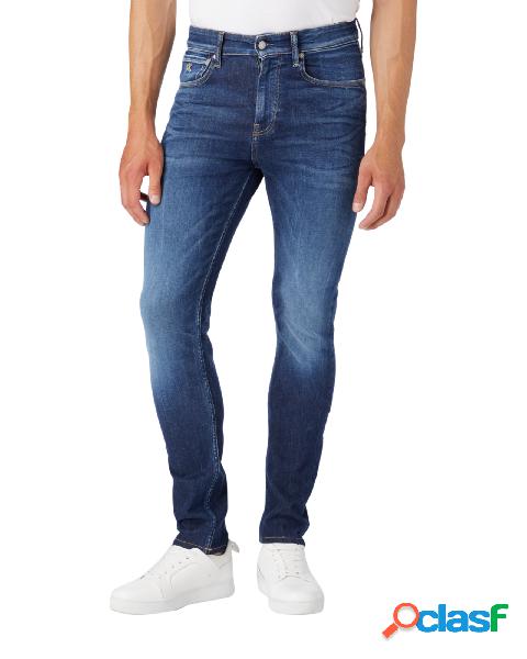 Jeans skinny in cotone stretch lavaggio medio stone washed