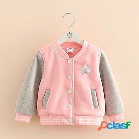Kids Girls Long Sleeve Coat Pink Star Cool Fall Winter 2-8