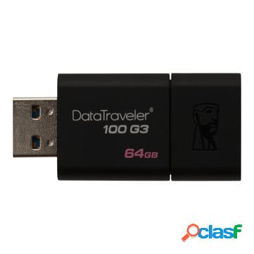 Kingston DataTraveler 100 G3 64GB USB 3.0 - Nero