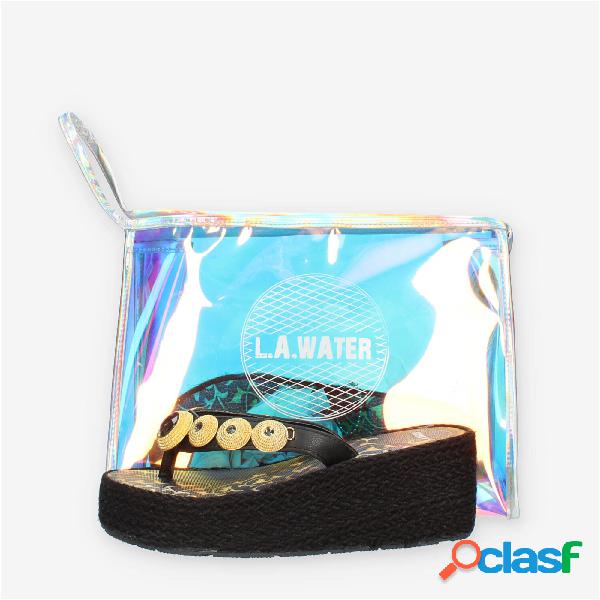 L.A. Water Rope Wedge Mosaic Infradito con zeppa in corda