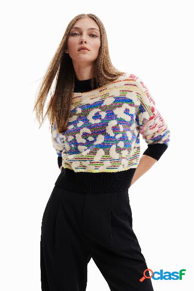Maglia a righe effetto leopardo