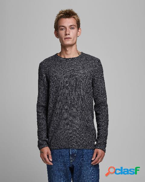 Maglia antracite in misto cotone con lavorazione stile