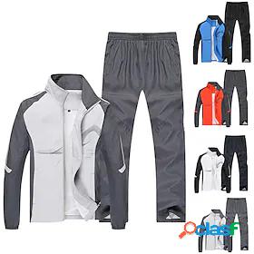 Mens 2 Piece Zipper Pocket Tracksuit Sweatsuit Long Sleeve