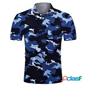 Mens Golf Shirt Tennis Shirt Collar Camo / Camouflage Blue