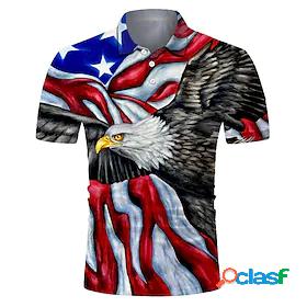 Mens Golf Shirt Tennis Shirt Collar Eagle American Flag