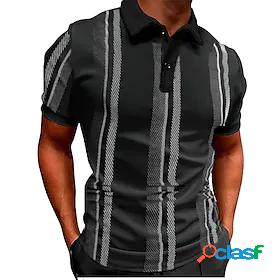 Mens Golf Shirt Turndown Solid Color Black Short Sleeve