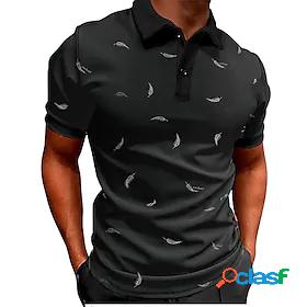 Mens Golf Shirt Turndown Solid Color Wings Black Short