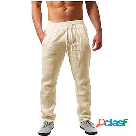 Mens Pants Trousers Pants Solid Color Elastic Waist Elastic