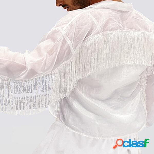 Mens See Through Fringe Camicia