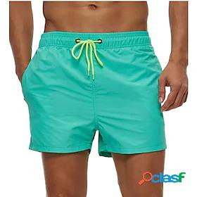 Mens Shorts Pants Solid Color Elastic Waist Elastic