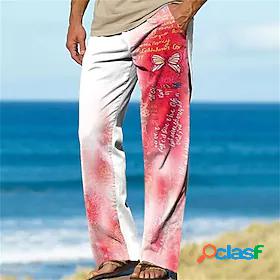 Mens Straight Trousers Pants Butterfly Graphic Prints Pocket