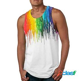 Mens Tank Top Shirt Vest Undershirt Crew Neck Colorful