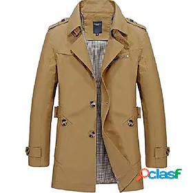 Mens Trench Coat Daily Rabbit Fur Spring Single Breasted
