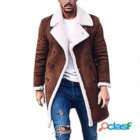 Mens Trench Coat Daily Wear Polyester Winter Warm Trench