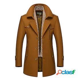 Mens Trench Coat Street Woolen Fall Single Breasted Thermal
