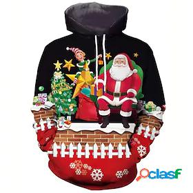 Mens Unisex Pullover Hoodie Sweatshirt Santa Claus Graphic