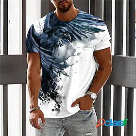 Mens Unisex T shirt Tee Crew Neck Graphic Prints Eagle Blue