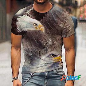 Mens Unisex T shirt Tee Crew Neck Graphic Prints Eagle Gray