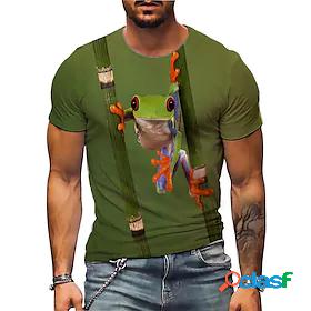 Mens Unisex T shirt Tee Crew Neck Graphic Prints Frog Green