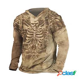 Mens Unisex T shirt Tee Hooded Skull Graphic Prints Skeleton