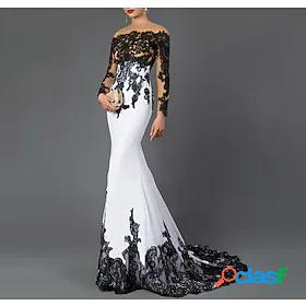 Mermaid / Trumpet Evening Dresses Color Block Dress Sweep /