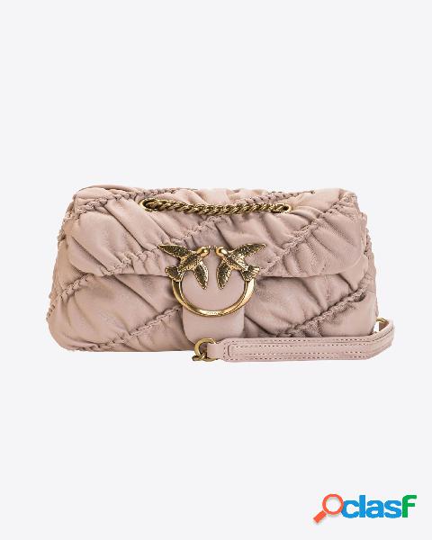 Mini Love Bag Puff Ruffle in pelle color cipria