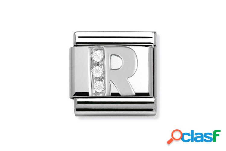 Nomination Lettera R Composable acciaio con zirconi acciaio