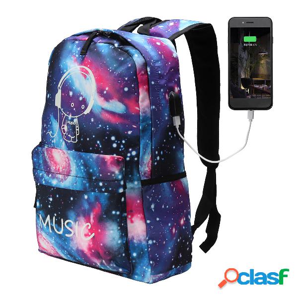Outdoor Night Luminoso Zaino USB Oxford School Borsa Spalla