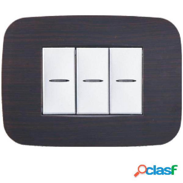 PLACCA FUTURA 3 4 6 MODULI LEGNO WENGE' COMPATIBILE CON